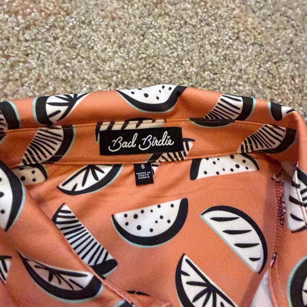 Bad Birdie Men’s The Melonator Golf Polo Shirt - Orange - Small - Picture 6 of 11